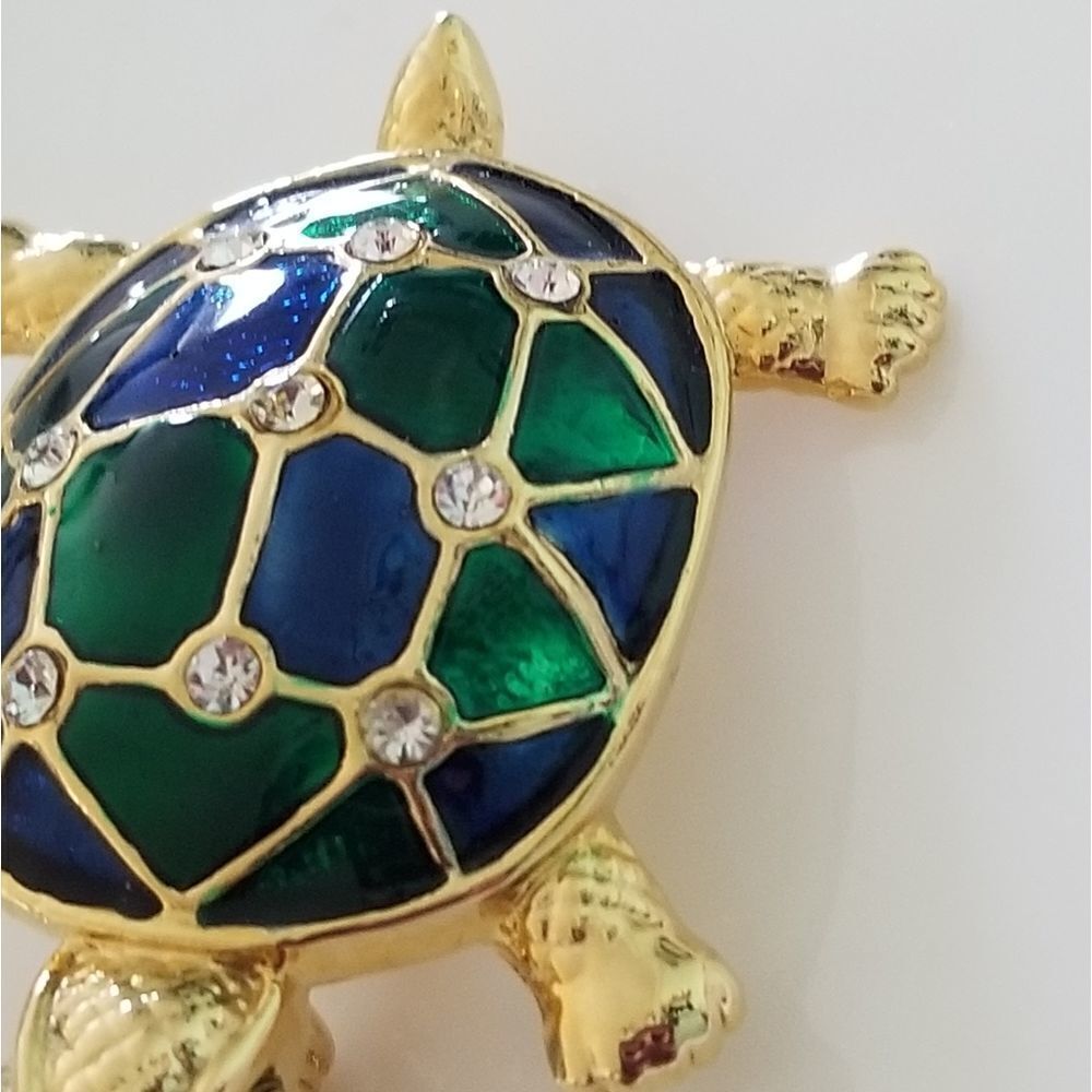 Vintage enameled turtle brooch - Picture 2 of 9